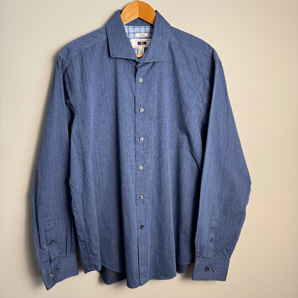 Joseph‎ Abboud Men's Long Sleeve Textured Non-Iron Button Up Shirt Blue X-Large